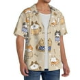 thumbnail image 2 of PAYOHTO Cute Cartoon Cat Mens Hawaiian Casual Short-sleeved Shirt Tropical Summer Beach Button Down Shirts, 2 of 7