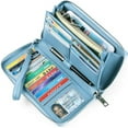 thumbnail image 7 of Women's wallet, large capacity leather women's wallet, zip clutch, bracelet with RFID blocking,Great gift for Wife, Girlfriend/Light blue, 7 of 7