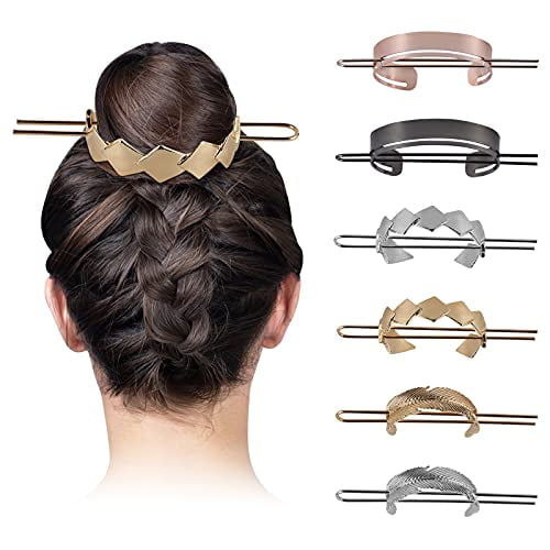 QWDLID 6 Pieces Hair Cuff Bun, Round Top Hair Pin Feather Hair Clips Vintage Hair Slide with Stick, Minimalist Alloy Bun Cage Hair Accessories for Women Girls QWDLID 6 Pieces Hair Cuff Bun, Round Top Hair Pin Feather Hair Clips Vintage Hair Slide with Stick, Minimalist Alloy Bun Cage Hair Accessories for Women Girls