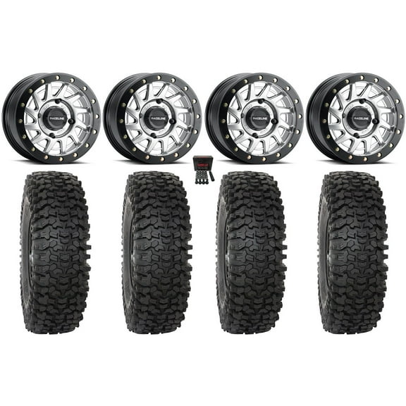 Raceline Squad Bdlk 15" Wheels Si  10mm 35" RC500 Tires Kawasaki Mule Pro FXT