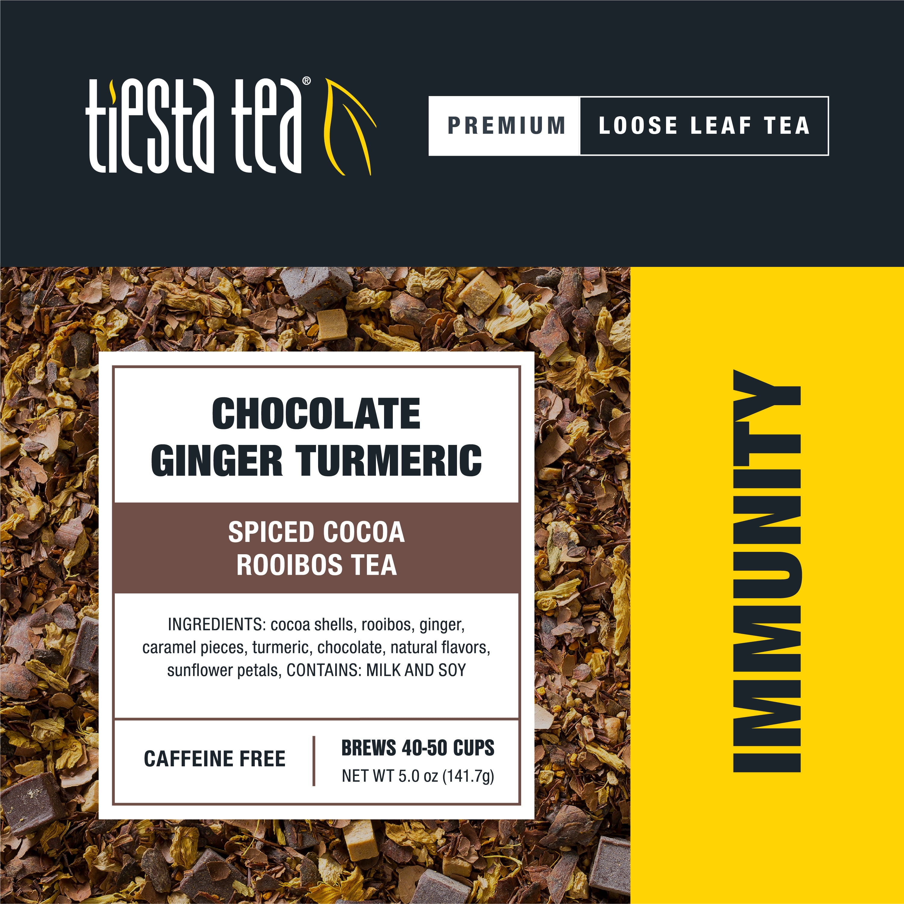 Tiesta Tea - Chocolate Ginger Turmeric, Immunity Loose Leaf Herbal Tea, Caffeine Free, GMO-Free, Make Hot or Iced Tea & Brews Up to 50 Cups - 5 Ounce Tin