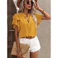 thumbnail image 2 of Yesfashion Womens Tops Dressy Casual 3/4 Tiered Bell Sleeve Blouses Double Layered Chiffon Work Tunic Shirts, 2 of 5