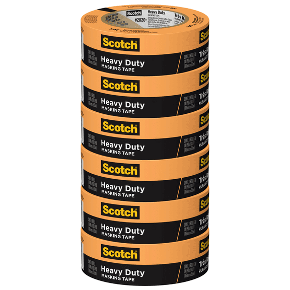Scotch Heavy Duty Masking Tape: 1.41 in. x 60 yds. (Orange) [6-pack]