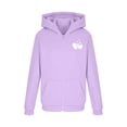 thumbnail image 7 of Lenpel Girls' Zip up Hoodies Casual Long Sleeve Heart Printed Hooded Sweatshirts Fleece Outwear Jackets with Pockets(Purple,12-13 Years), 7 of 7