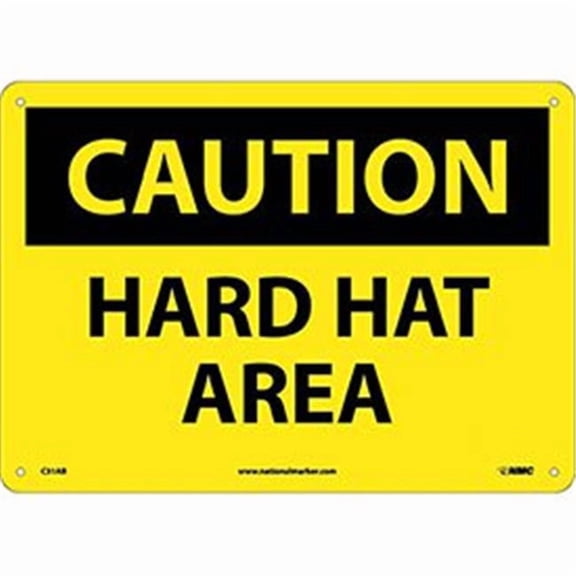 National Marker C31AB Caution Hard Hat Area Safety Signs - Aluminum - Yellow & Black