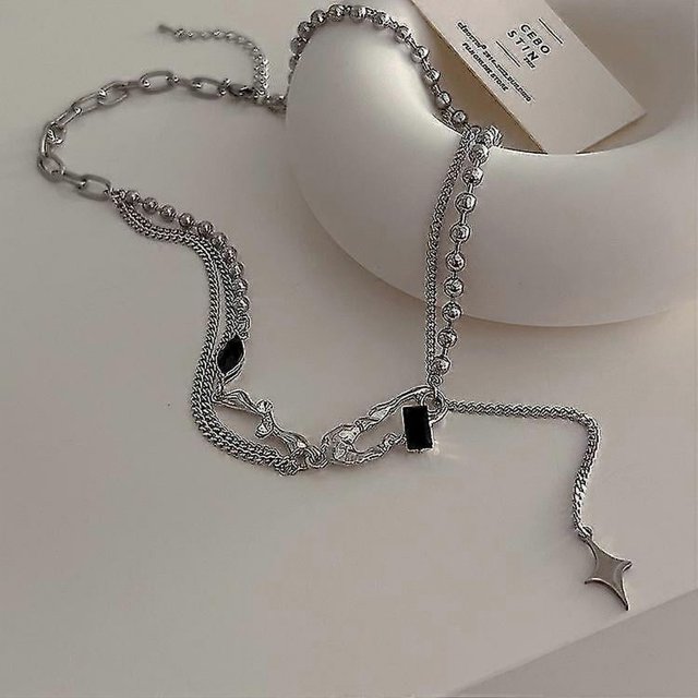 Collar con cadena de clavícula con hebilla OT que no se decolora, collares con dijes de metal con personalidad --- Código de producto 57053 Colorido