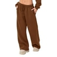 thumbnail image 2 of Women's Casual Joggers Sweatpants Solid Color Drawstring High Waist Wide Leg Trousers, 2 of 9