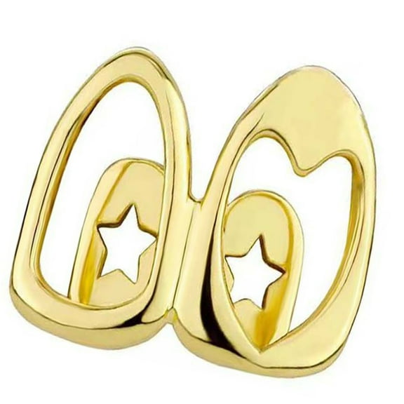 Ciwanning Stylish Copper Plated Tone Hollow Heart Teeth Grills Fashion Accessory Decoration Portable for Unique Expression Event