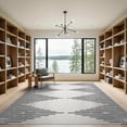 thumbnail image 2 of ODIKA 9'x12' White Black Pinstripe Design Washable Area Rug Modern Geometric Symmetry Motif Non-Shedding, Easy Care for Master Suite, California King, Under Bed, 2 of 7
