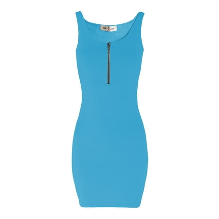 Womens Classic Mini - TAM WARE Women Classic Slim Fit Zip Tank Bodycon Mini Tee Dress