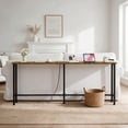thumbnail image 2 of Keelian 78" Narrow Behind Couch Table with Built‑in Power Strip, Long Sofa Table with Charging Station, Metal Frame, Long Couch Table Behind Sofa, Living Room and Home Office, Rustic Brown, 2 of 8