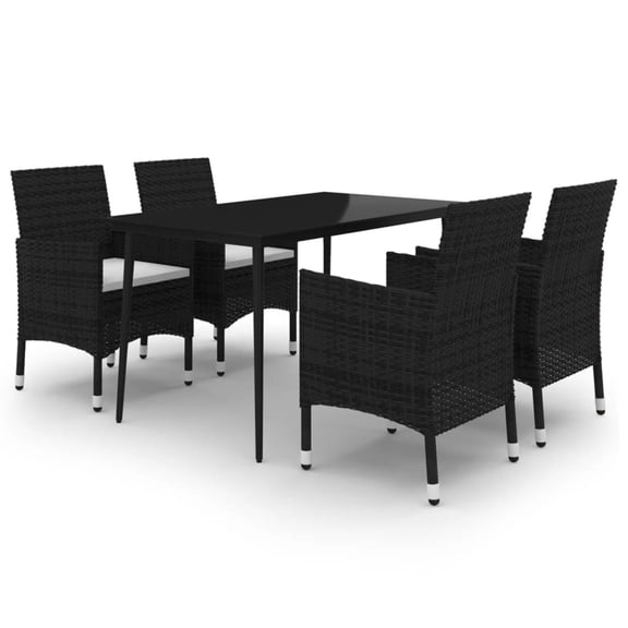 Casafoyer 5 Piece Patio Dining Set with Cushions Poly Rattan and Glass