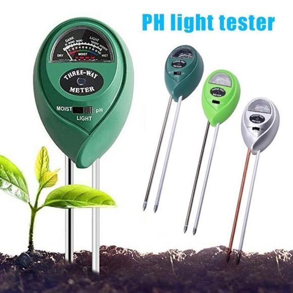 3 in 1 Soil Moisture/pH Tester Sunlight Meter for Gardening Vegetables Plants Flower Planting - SILVER