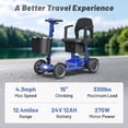 thumbnail image 3 of EAGLOG Lightweight Mobility Scooter for Seniors, Foldable Motorized Scooters with Removable Lithium Battery, Pneumatic Tires, Airport Approved, 12.4 Miles Range, 330lb Capacity, Blue, 3 of 14