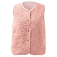 thumbnail image 2 of Ediodpoh Womens Vest Casual Sleeveless Cardigans V Neck Plush Warm Casual Cute Warm Vest Top Waistcoat Vest for Women Pink XL, 2 of 5