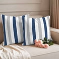 thumbnail image 2 of Navy Blue Striped Outdoor Waterproof Pillow Covers, Geometric Grey White Vertical Stripes Decorative Square Throw Pillowcase Sofa Cushion Sham for Patio/Couch/Chair, 16"x16" 2 Pack, 2 of 8
