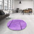 thumbnail image 4 of Ahgly Company Machine Washable Indoor Round Transitional Violet Purple Area Rugs, 3' Round, 4 of 7