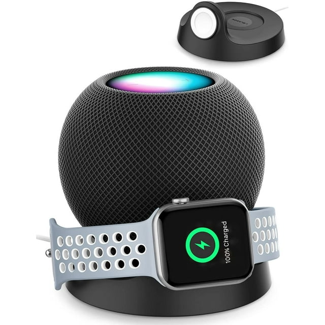 YOYO Cosmo Series Support de Table, Support Antidérapant Anti-Rayures Compatible avec Apple Watch & HomePod Mini avec Organiseur de Cordon Intégré (Noir)