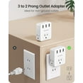 thumbnail image 3 of LENCENT Multi usb Plug Outlet Extender,2 to 3 Prong plug Adapter, USB Wall Charger,3 Way Outlets Splitter Box, Electrical Adaptor for Home, Cruise Ship Approved, White, 3 of 8