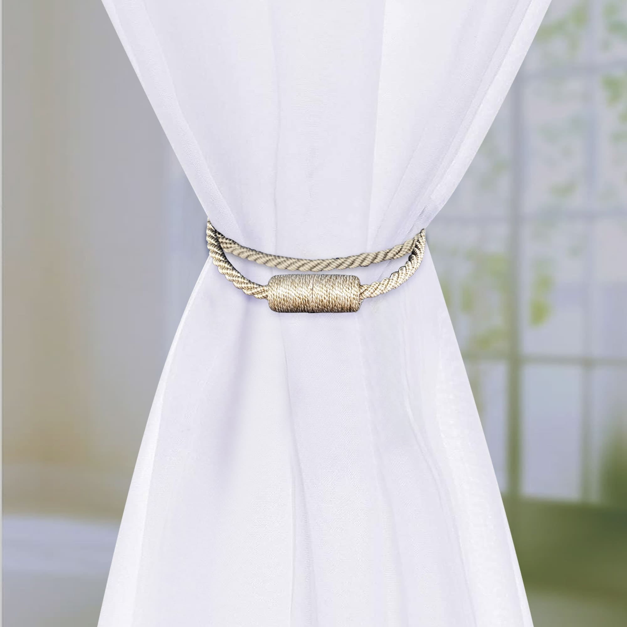 Mainstays 2-Pack Magnetic Tiebacks for Curtains, 17.5 Inch - Beige