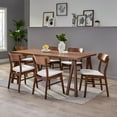 thumbnail image 2 of Noble House Lucas Mid-Century Modern 7 Piece Dining Set, Light Beige and Walnut, 2 of 12