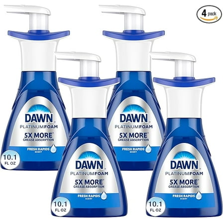 Dawn Ultra Platinum Foam Dishwashing Foam, Fresh Rapids Scent, 10.1 fl oz (Packaging May Vary) (Pack of 4)