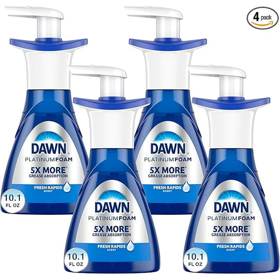 Dawn Ultra Platinum Foam Dishwashing Foam, Fresh Rapids Scent, 10.1 fl oz (Packaging May Vary) (Pack of 4)