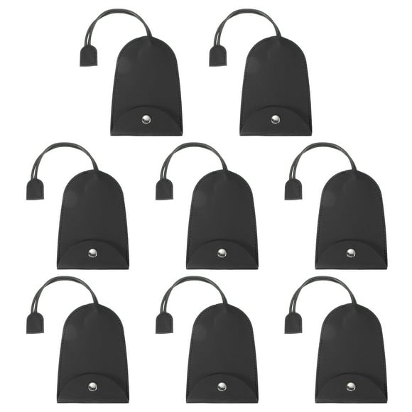 Uxcell Car Key Case, 8 Pcs PU Leather Key Pouch Key Fob Holder for Car Home Office Keys, Black