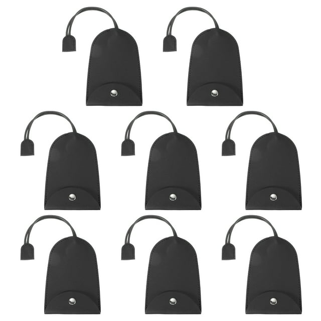 Uxcell Car Key Case, 8 Pcs PU Leather Key Pouch Key Fob Holder for Car Home Office Keys, Black