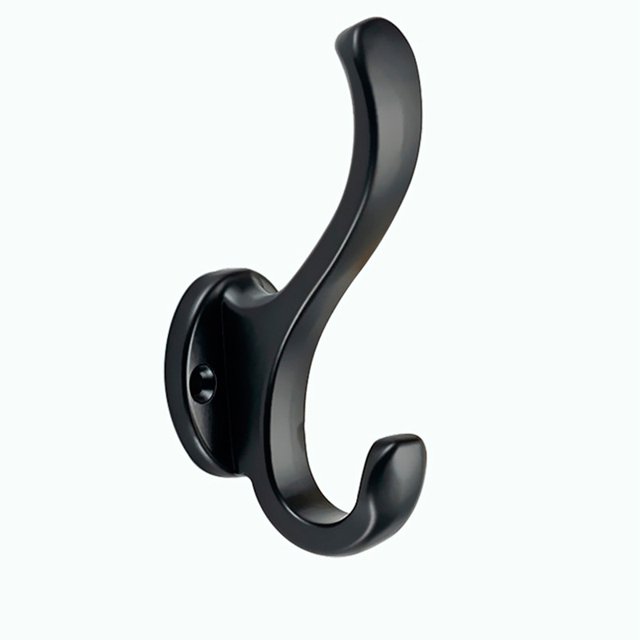 Ganchos de pared para abrigos, llaves, sombreros, toallas, bolsos, ganchos para colgar bolsos, dobles, resistentes para pared, baños, puertas, paquete de 4, color negro