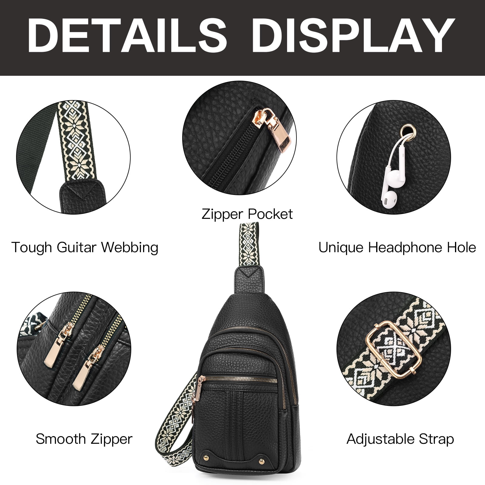 GAEKEAO Crossbody Sling Bag for Women, Travel Leather Crossbody Bags Fanny Packs for Women Small Crossbody Purse Chest Bag