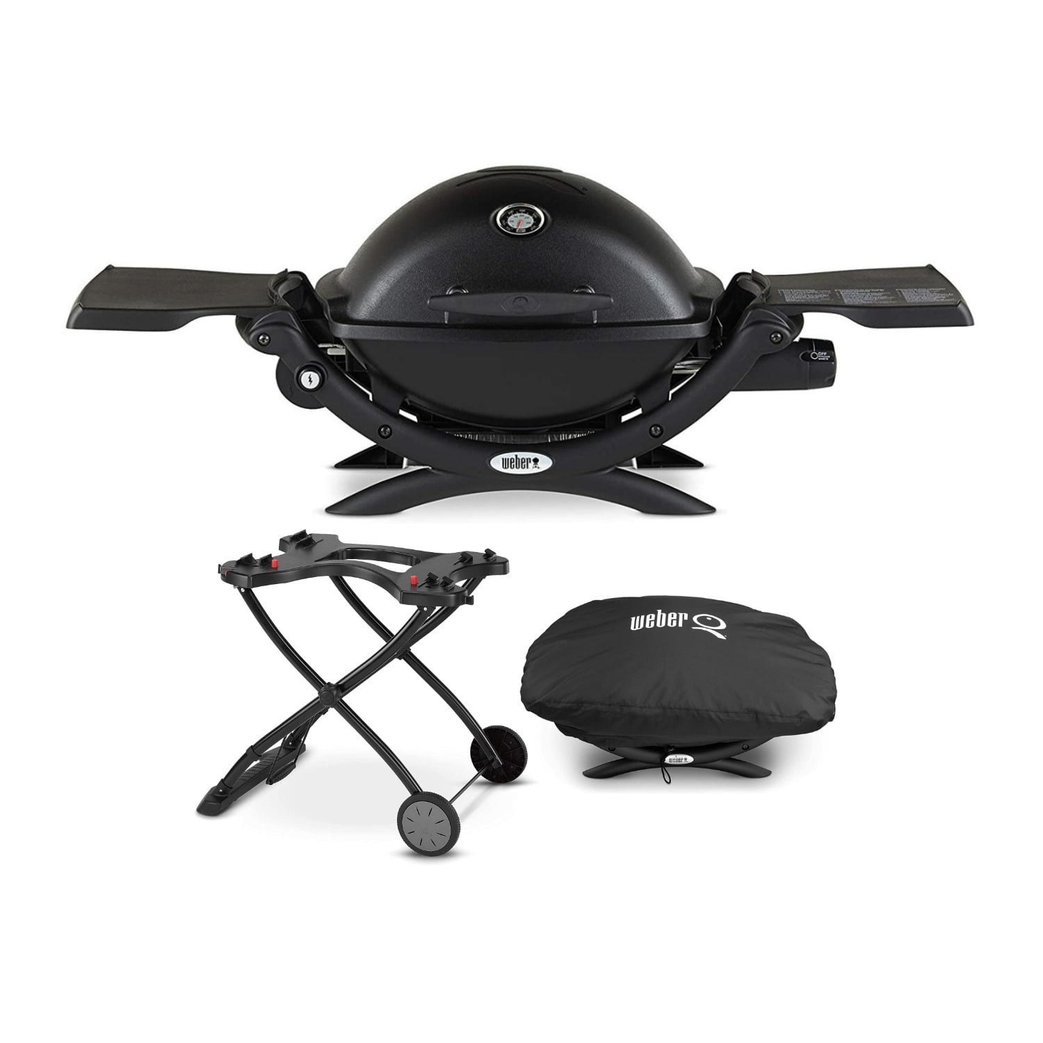 Weber Q 1200 Grill - Gas with Portable Cart Grill Cover - Walmart.com