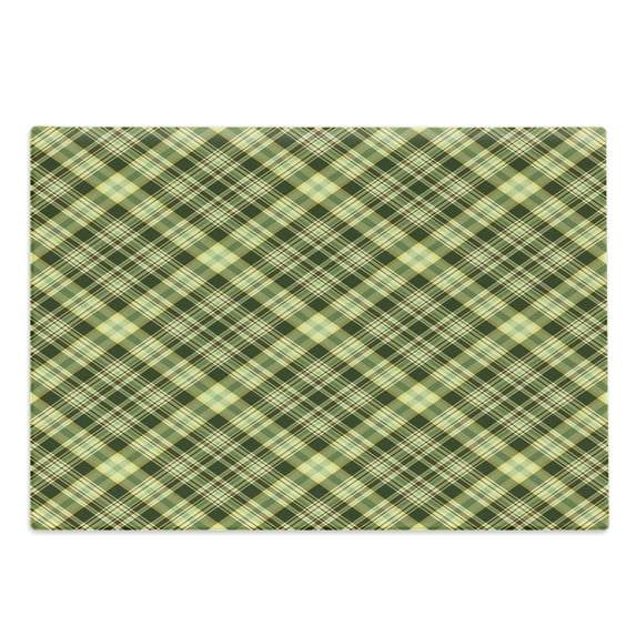 Green and Brown Cutting Board, Diagonal Checkered Pattern Irish Tartan Geometric Classic Arrangement, Decorative Tempered Glass Cutting and Serving Board, Large Size, Fern Green Brown, by Ambesonne
