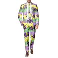 thumbnail image 4 of FYEGRE Men's Carnival Suit Two Piece Set Formal Attire With Purple Gold All Over Print Design Yellow XL, 4 of 6