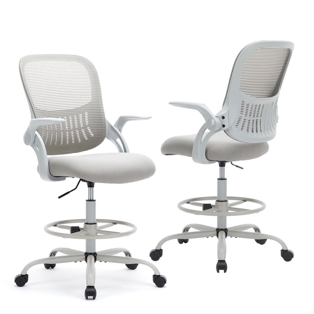 Silla Alta Ergonómica para Escritorio de Oficina Sweetcrispy Gris