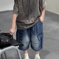 thumbnail image 5 of YunPes Girls Ripped Jean Shorts with Pockets Casual High Waisted Straight Leg Denim Jorts Kids Button Zipper Slim Fit Denim Shorts, 5 of 5