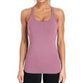 thumbnail image 1 of Women's Ribbed Workout Tank Tops with Self Bra Racerback Athletic Comisoles, 1 of 6