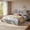 Grey, variant on melmine Cloud Bed Frame Queen with Upholstered Headboard Boucle Platform Bed Frame with Rounded Corner,Easy Assembly, White