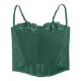 thumbnail image 6 of KHONTS Corset Tops for Women Going out Fall Fashion Crop Lace Outfit Y2k Spaghetti Strap Tank Tops Mesh Party Bustier Cami Tops Dark Green XS, 6 of 9