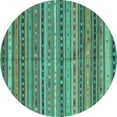 thumbnail image 1 of Ahgly Company Machine Washable Indoor Round Southwestern Turquoise Blue Country Area Rugs, 5' Round, 1 of 4