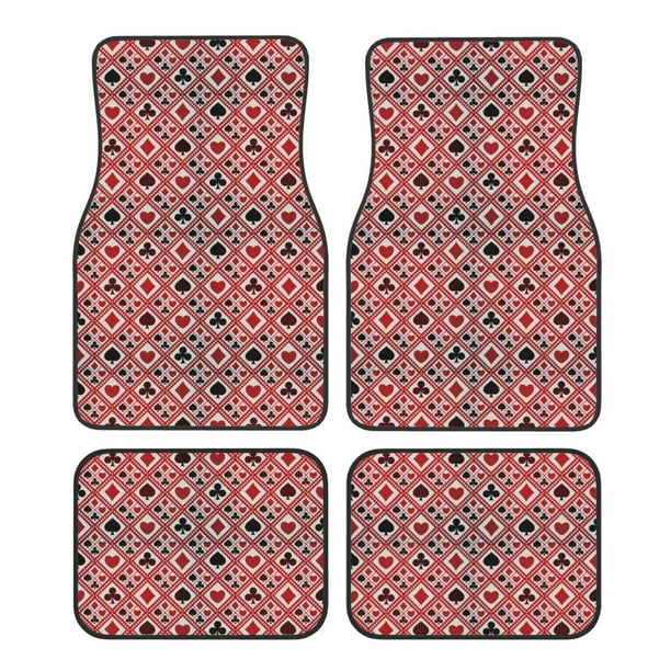 Fotbe Poker Juego de 4 Tapetes para Auto con Estampado – Alfombrillas de Goma Reforzada, Diseño Antideslizante, Protección para Todo el Año – Vehículos, Autos, Camionetas y SUVs