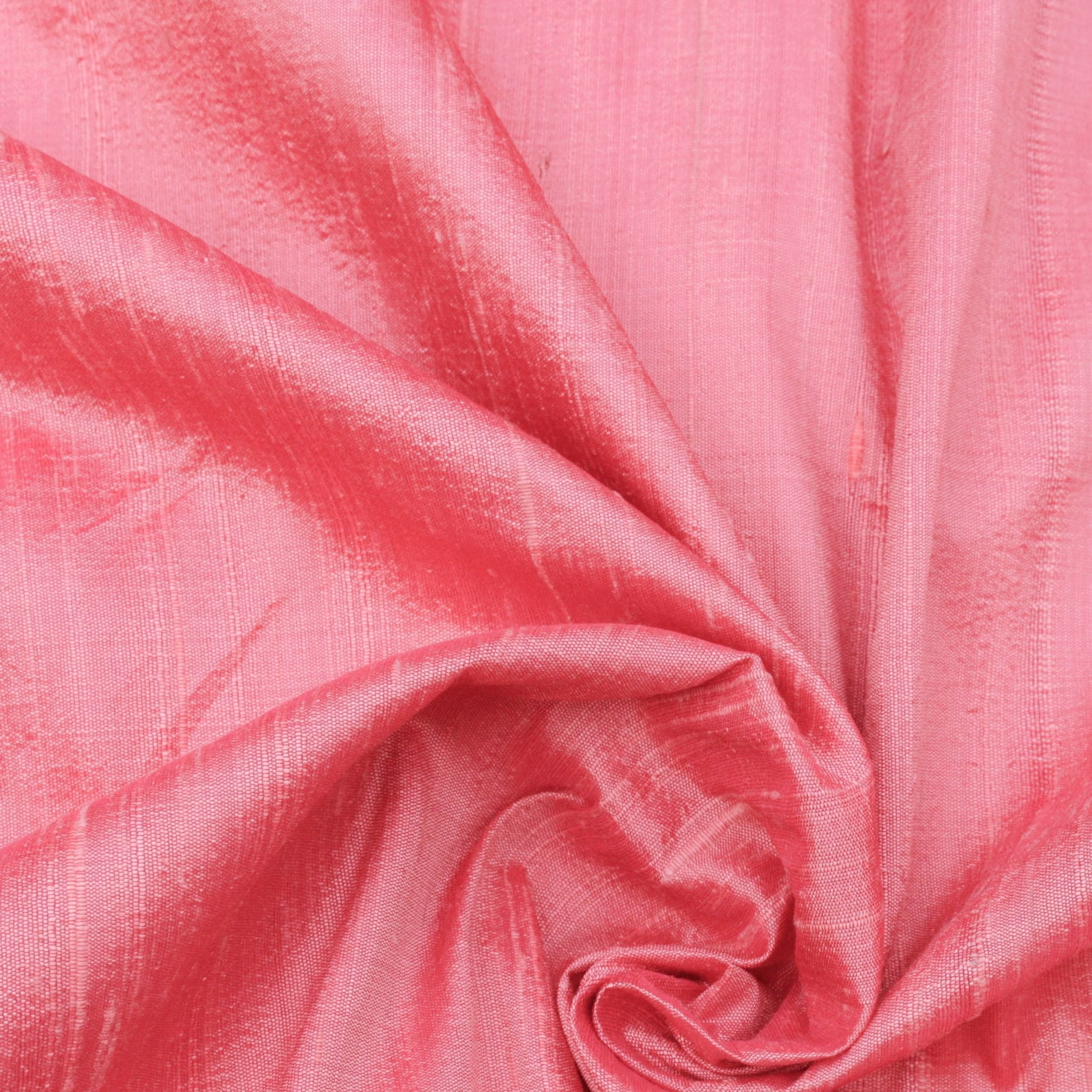 Fabric Mart Direct Coral Pink Silk Dupioni Fabric By The Yard, 41 inches or 104 cm width, 10 Continuous Yards Pink Silk Fabric, Slubbed Silk Dupioni, Bridal Dress Wholesale Silk Dupioni Fabric