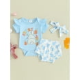thumbnail image 3 of Jxzom Easter Outfit Baby Girl Short Sleeve 0 3 6 12 18 Months Bunny Carrot Romper Rabbit PP Shorts 3Pcs Summer Clothes Set, 3 of 8