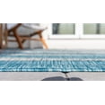 thumbnail image 5 of Unique Loom Outdoor Striped Collection Area Rug - Distressed Stripe (7' 1" x 10' Rectangle Light Aqua/Gray), 5 of 7