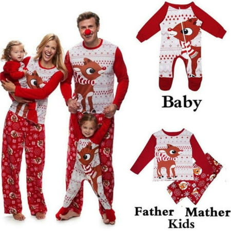 

Mioliknya Christmas Matching Family Parent-child Reindeer Printed Nightwear Long Pajamas Set 2PCS
