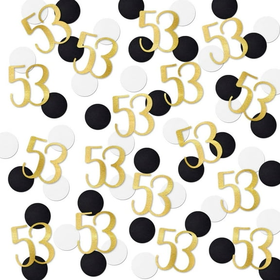 Gold Glitter 53 Confetti, 53rd Birthday Number Confetti, 120Pcs Anniversary Party Table Decoration Supplies