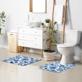 thumbnail image 6 of Yayeee Bath Rugs for Bathroom Floor Set of 2 Non Slip Fluffy Soft Absorbent Mat, Blue Floral Pattern, 6 of 7