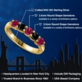 thumbnail image 2 of Gem Stone King 18K Yellow Gold Plated Silver Red Created Ruby and Black Diamond Wedding-Bands Ring for Women | 1.09 Cttw | Round 3.5MM | Gemstone July Birthstone | Size 8, 2 of 6