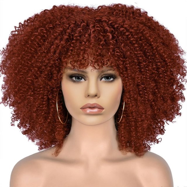 Peluca de mujer de pelo corto y rizado, africana, pequeña, rizada, europea y americana, peluca de cabeza explosiva, pelucas, malla rosa, fibra química, tocado