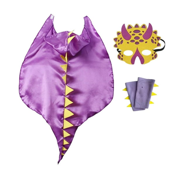Disfraz de Dinosaurio Fantasía Perfecl Capa Violeta con Sombrero y Máscara